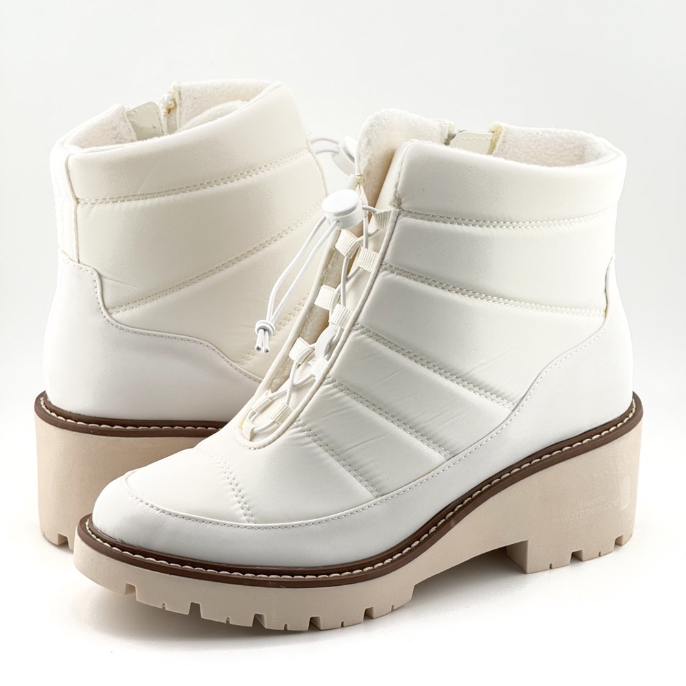 Blondo Daisy Waterproof White Nylon Lug Sole Boot